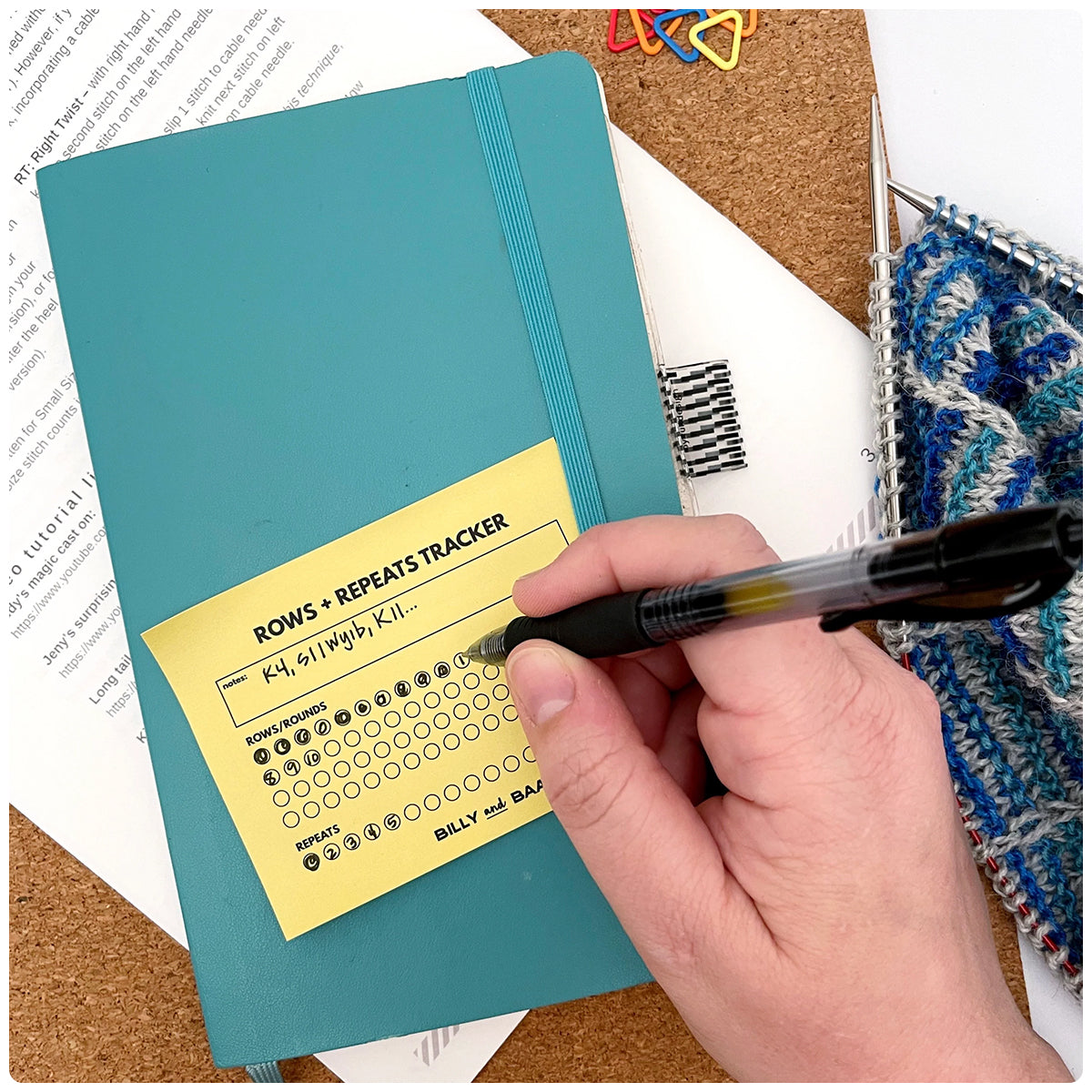 Rows + Repeats Tracker Knitting Sticky Notes