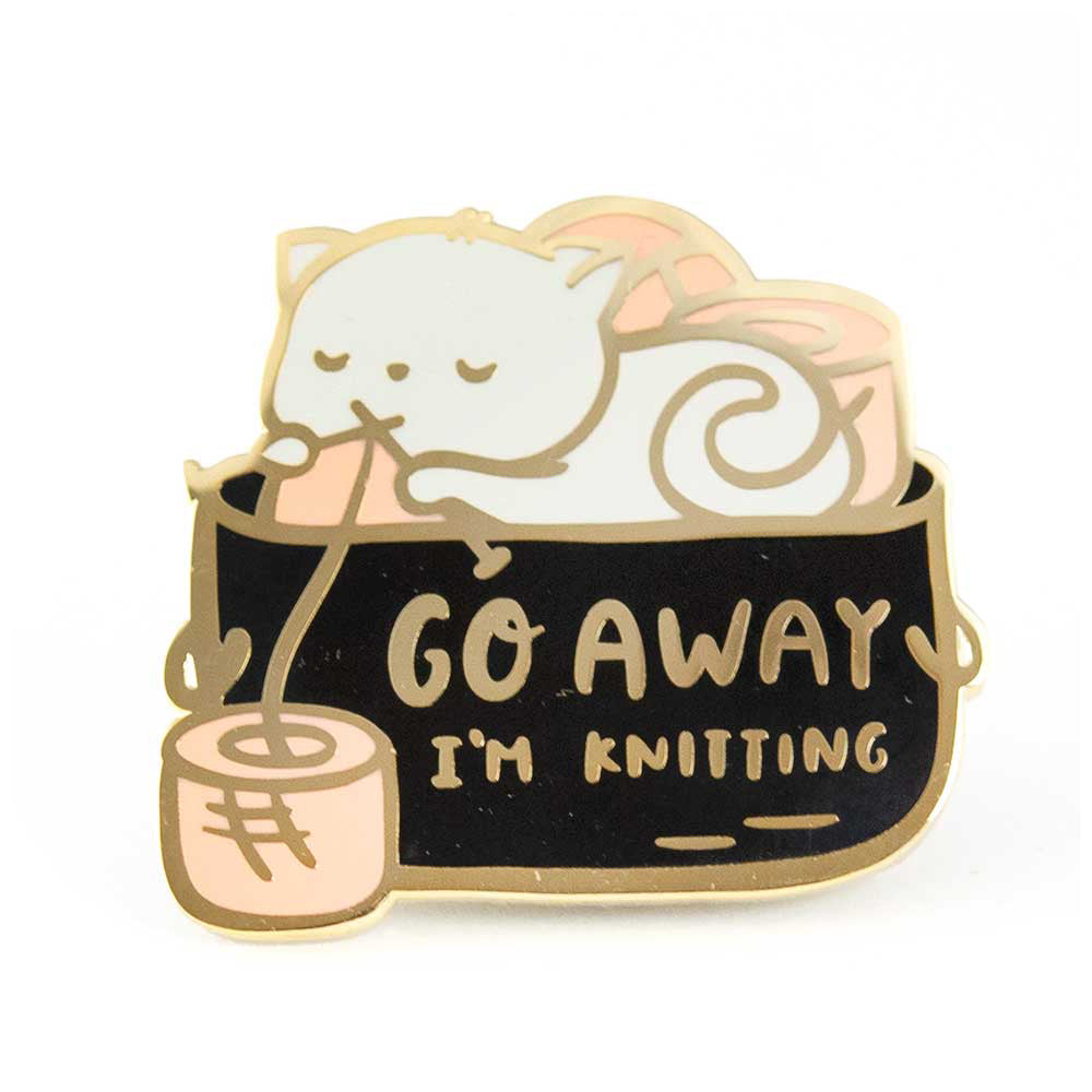 Go Away I'm Knitting Enamel Pin
