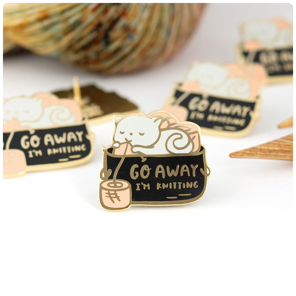 Go Away I'm Knitting Enamel Pin