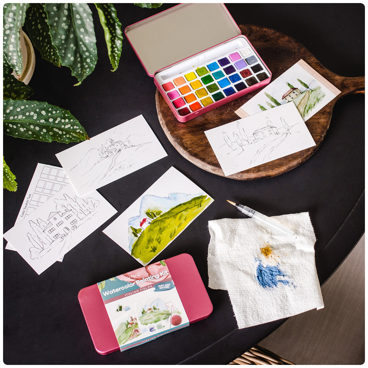 Italian Fields Watercolor Painting Kit