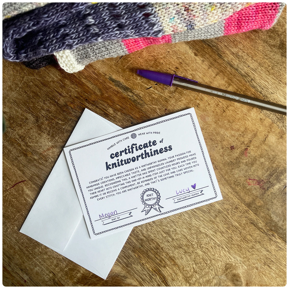 Knitworthy Certificates
