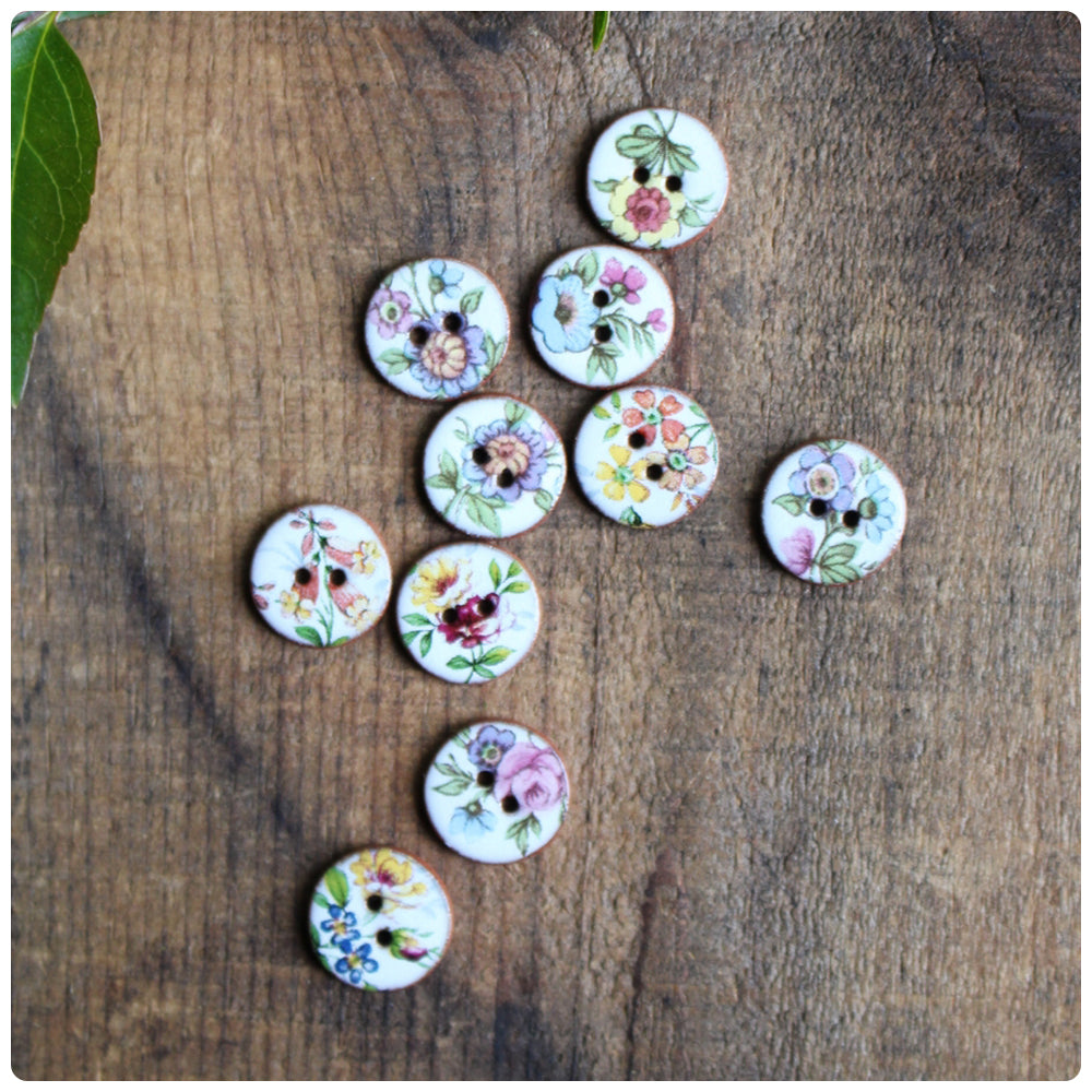 Handmade Wildflower Ceramic Buttons
